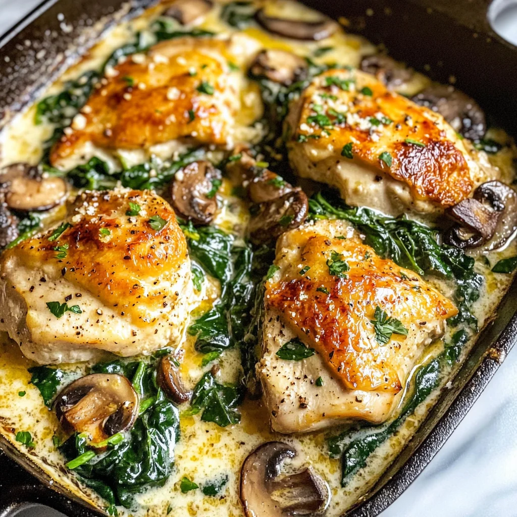 Chicken Spinach and Mushroom Low Carb Oven Dish