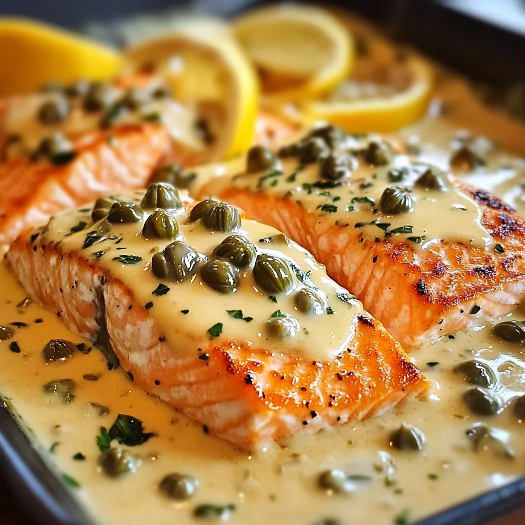 Creamy Salmon Piccata with Lemon and Capers