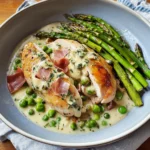 Fontina & Prosciutto Stuffed Chicken with Spring Vegetables