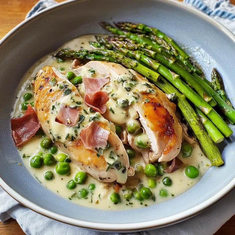 Fontina & Prosciutto Stuffed Chicken with Spring Vegetables