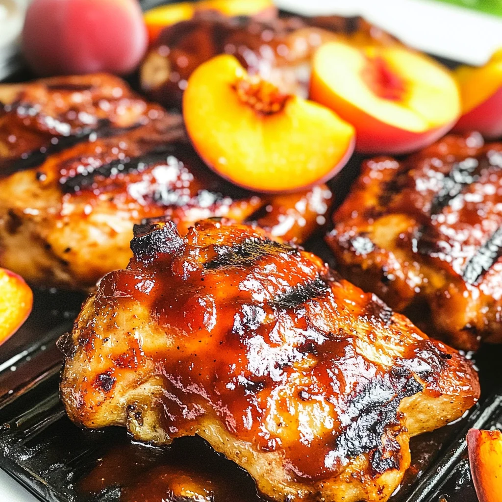 Grilled Bourbon Peach BBQ Chicken