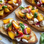 Peach Bruschetta with Goat Cheese and Honey