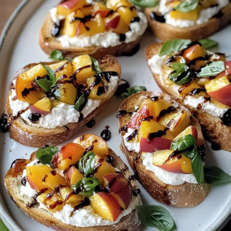 Quick Peach Bruschetta with Whipped Ricotta