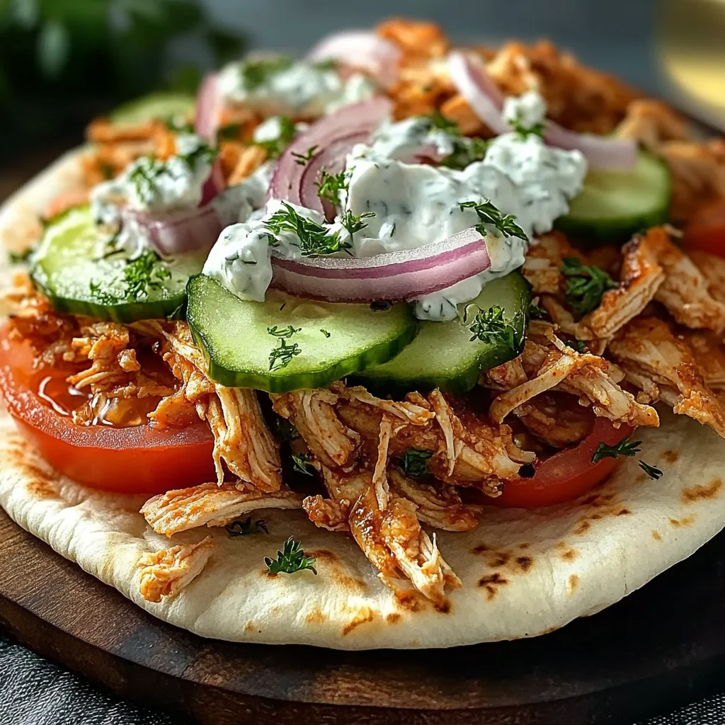 Slow Cooker Chicken Gyros with Tzatziki Sauce
