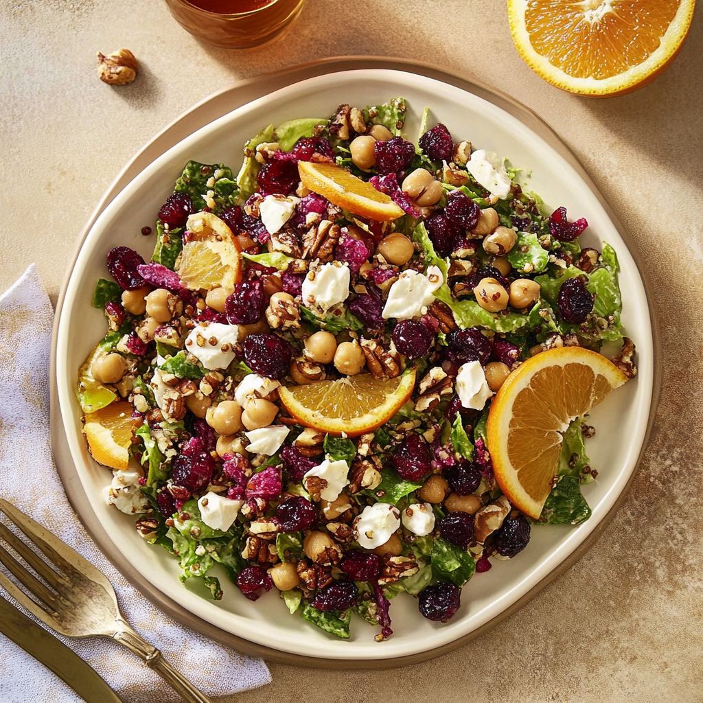 Cranberry Walnut Chickpea Salad with Orange Vinaigrette