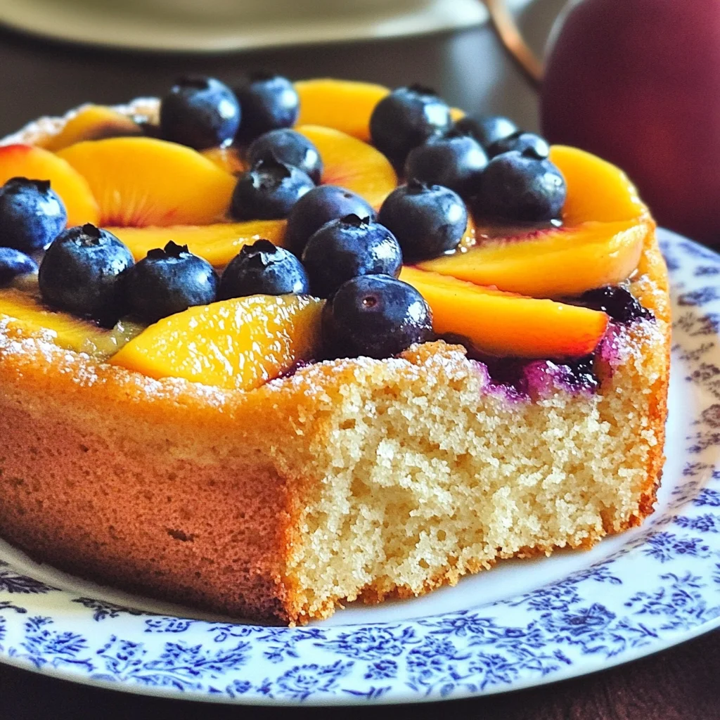 Blueberry Peach Sour Cream Cake