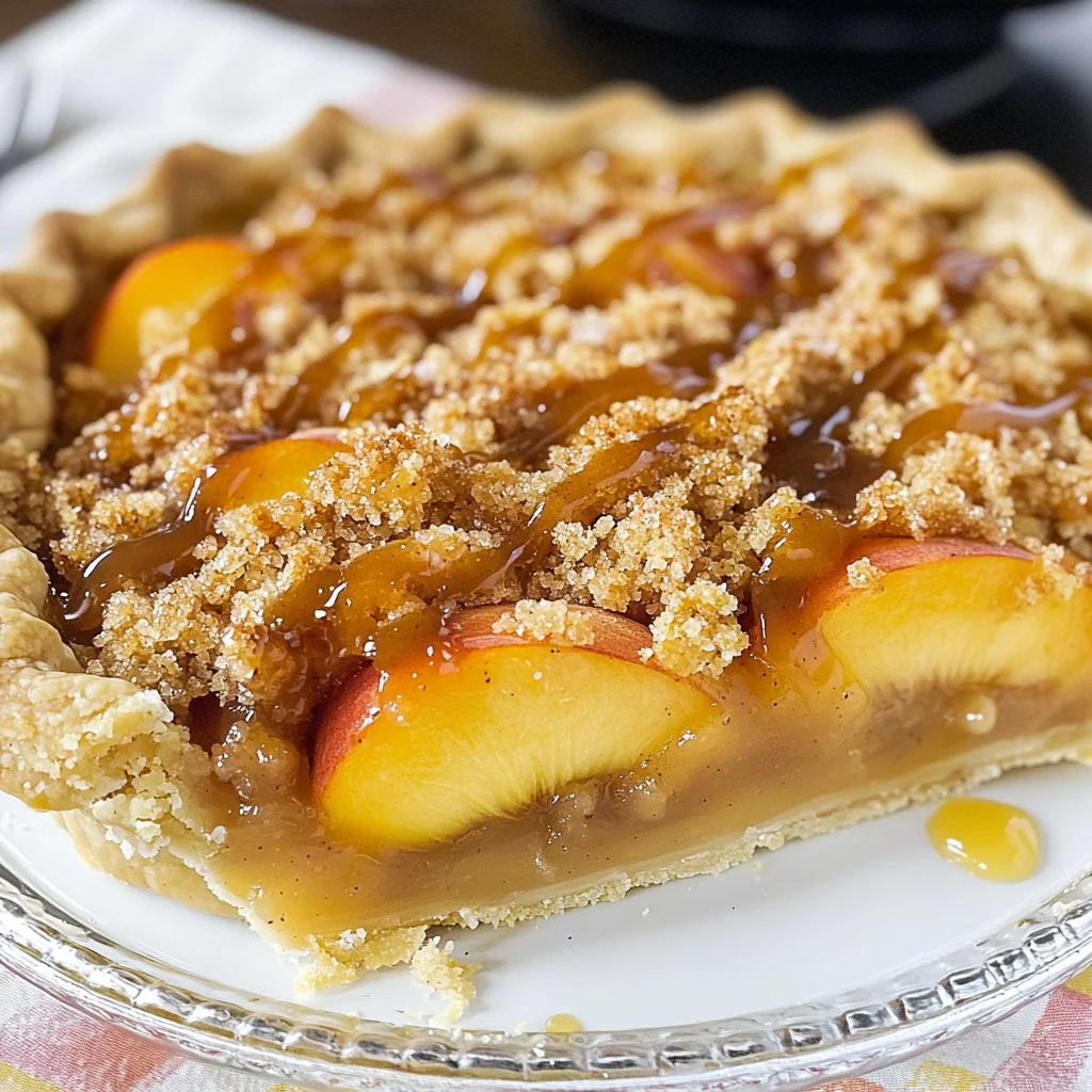 Caramel Crumble Peach Pie