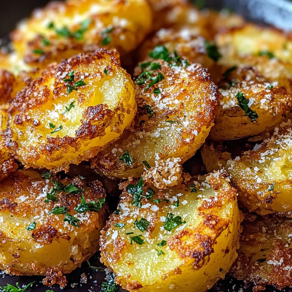 Crispy Garlic Butter Parmesan Smashed Potatoes