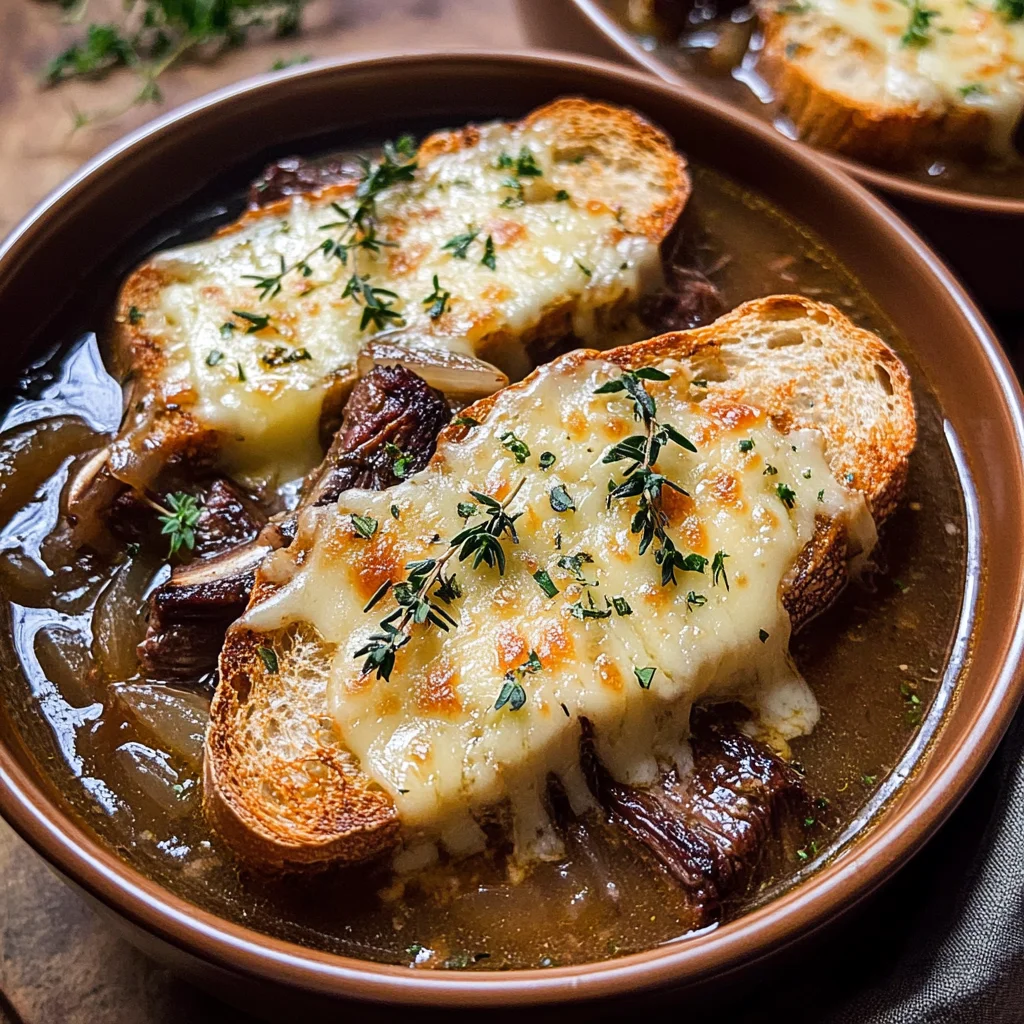 French Onion Short Rib Soup with Gruyère Toast