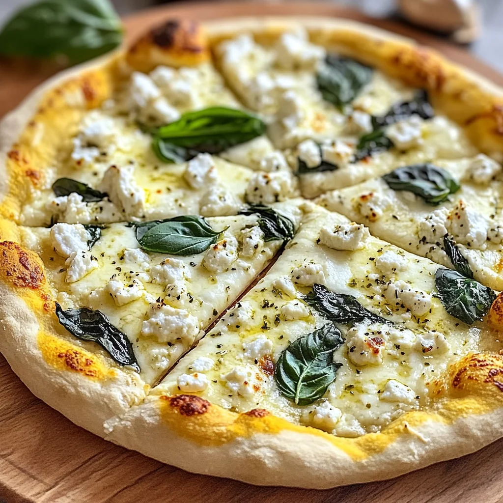 Greek Roasted Garlic Spinach White Pizza