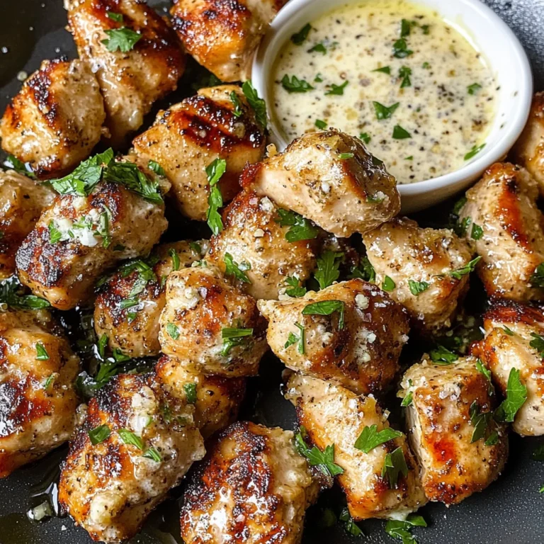 Grilled Chicken Bites with Creamy Garlic Sauce