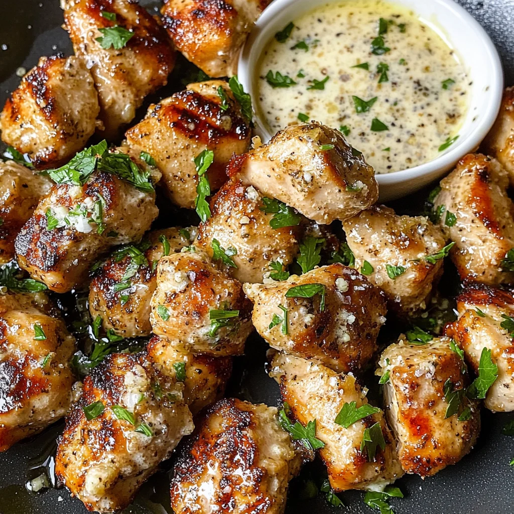 Grilled Chicken Bites with Creamy Garlic Sauce