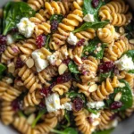Nutritious Spinach Pasta Salad with Feta and Cranberries