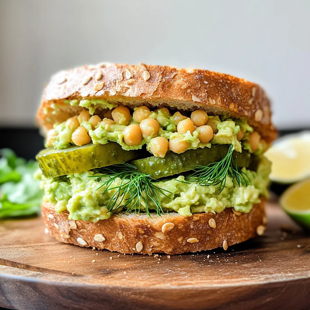 Smashed Chickpea Avocado Dill Pickle Sandwiches