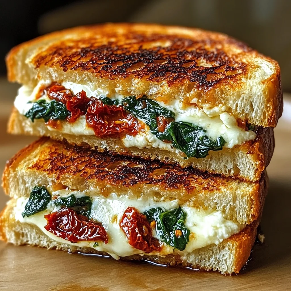 Sun-Dried Tomato, Spinach, and Ricotta Grilled Cheese
