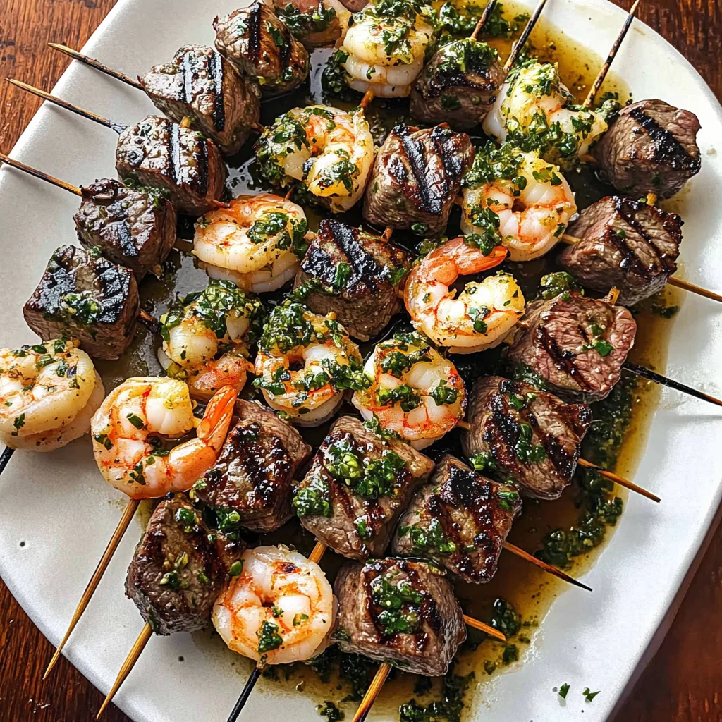 Surf and Turf Kabobs with Chimichurri Sauce