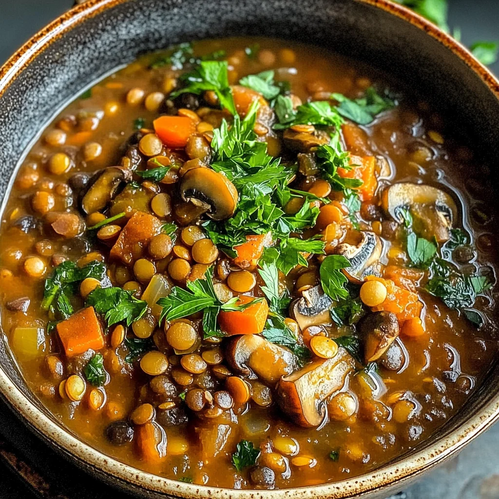 Vegan Lentil Mushroom Stew